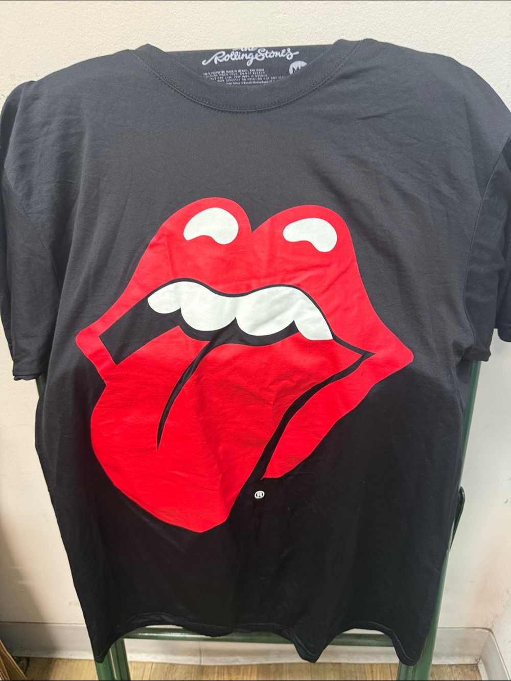 the Rolling Stones Black Jersey Shirt with Red Tongue Logo. NEW